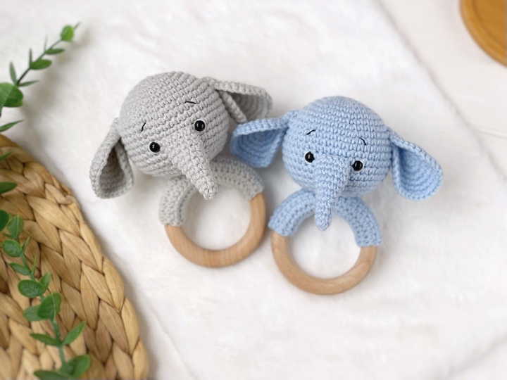 Crochet pattern Baby rattle elephant