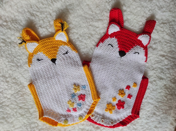 Crochet Pattern Baby Romper Fox or Squirrel
