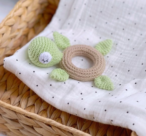Crochet pattern Baby teether turtle