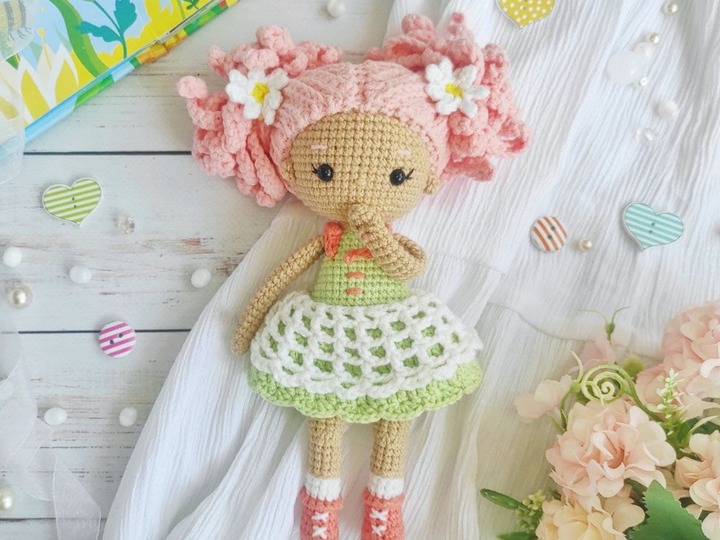 Crochet pattern doll Sophie the cute little girl
