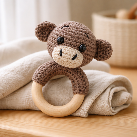 Crochet Pattern Monkey Rattle, crochet Babyrattle