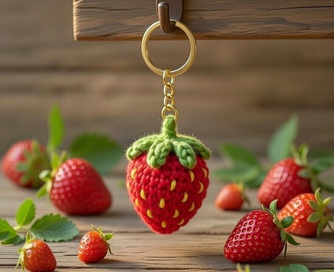 Crochet Strawberry Keychain Pattern