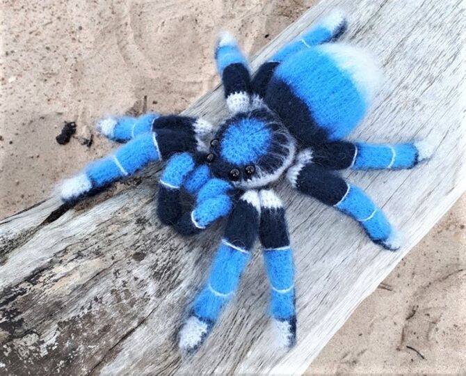 Crocheted Blue Spider