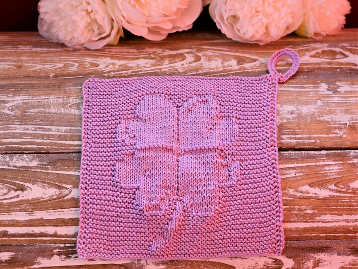 Knitting Pattern Little Dishcloth Lucky Clover easy