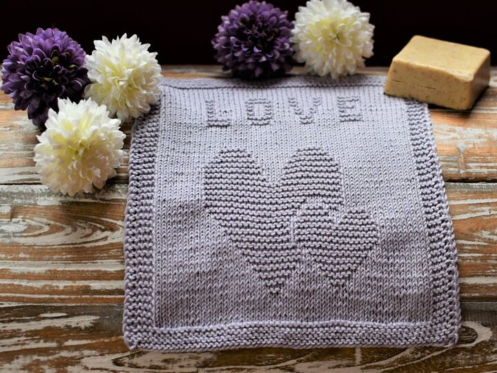 Knitting Pattern Washcloth With Love easy