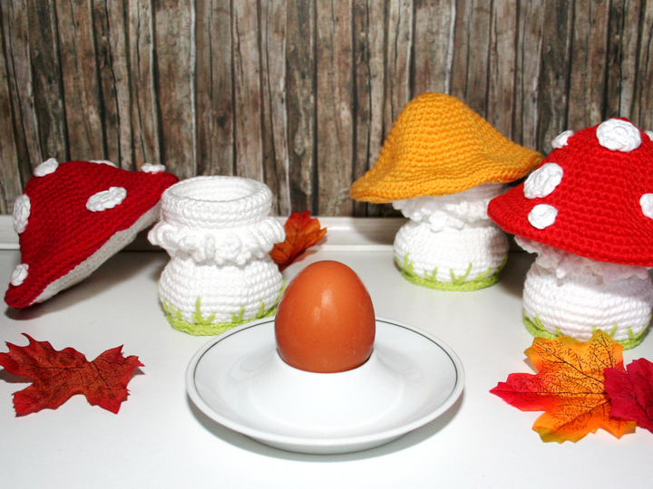 Mushroom Egg Cozy Decoration Crochet Pattern