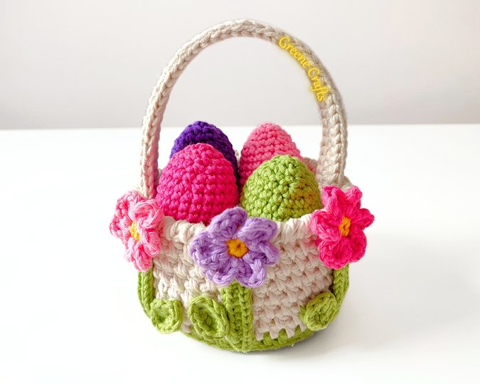 Spring Flowers Basket and Easter Eggs