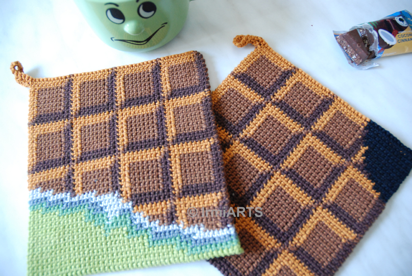 Tutorial doubleface potholders Chocolate
