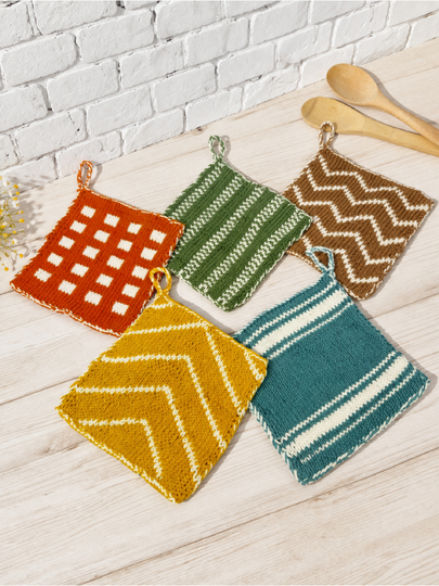 Vintage Potholder Knitting Patterns in Double Face