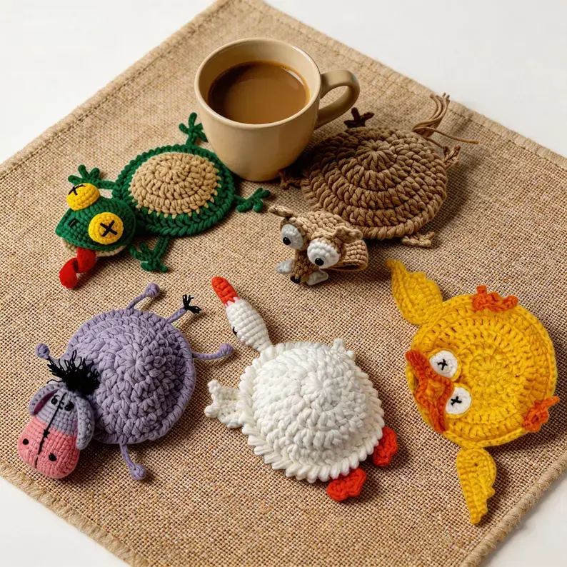 5-in-1 Bouncy Stress-Relief Fun Animal Coasters Upside Down Squirrel Frog Duck Swan Donkey