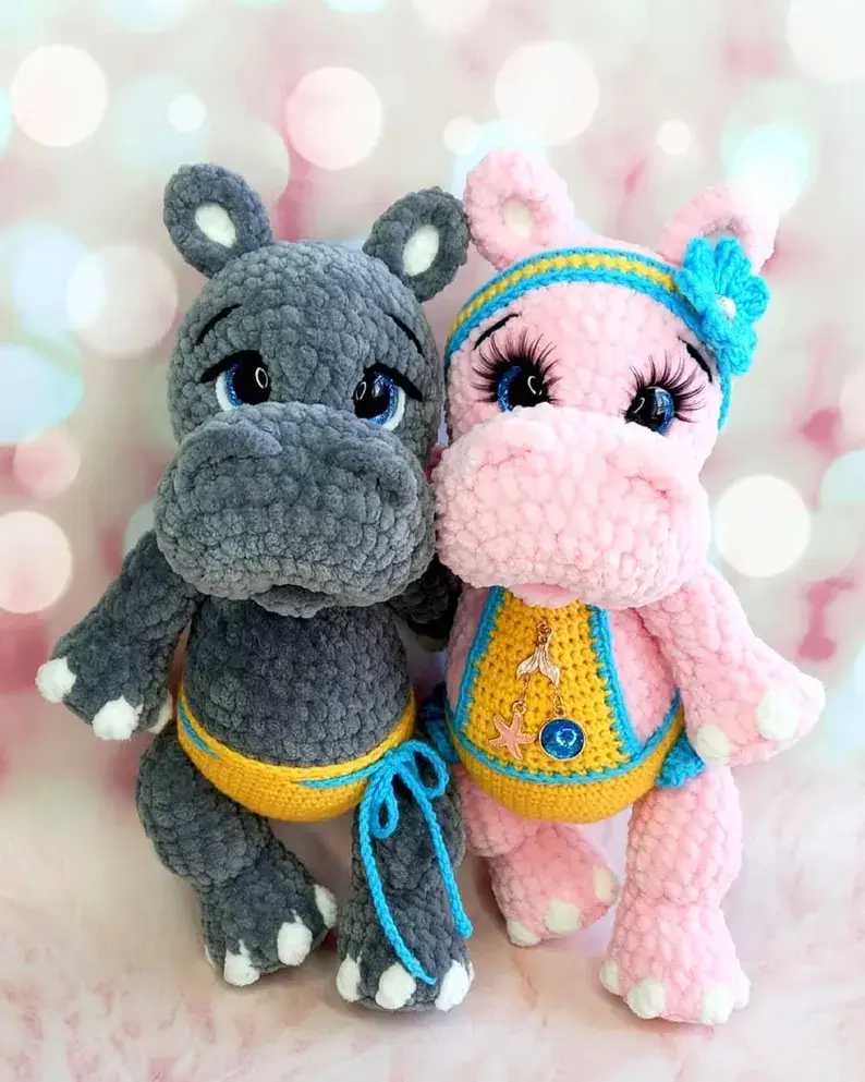 Adorable Detailed Plush Hippo Amigurumi Crochet Pattern