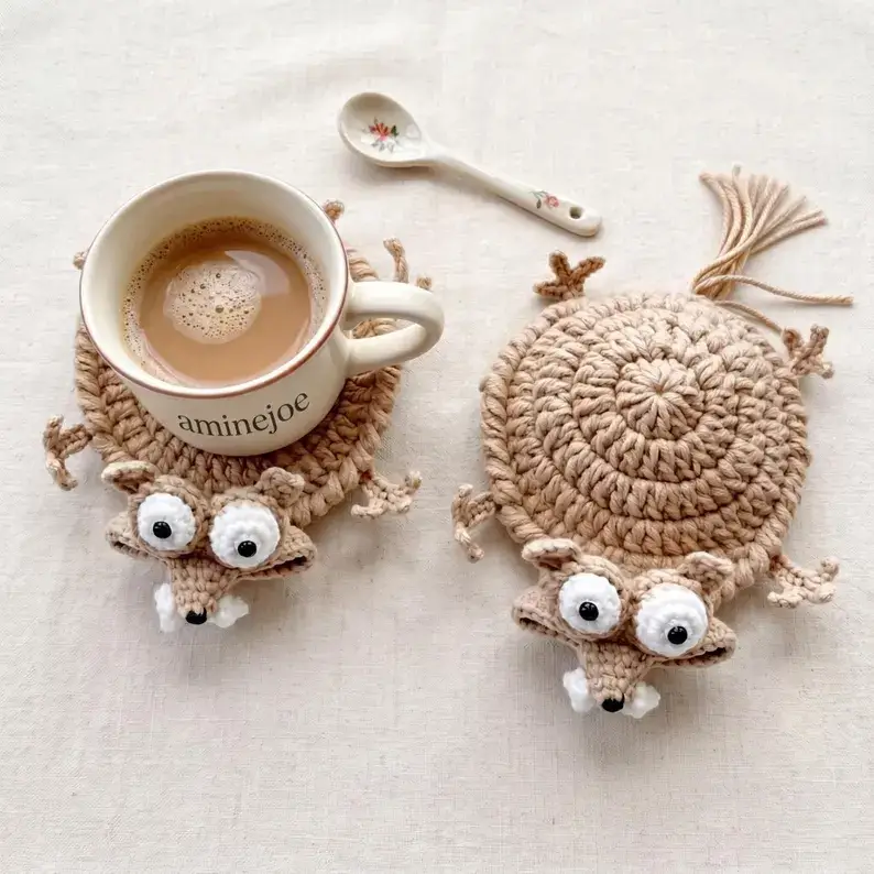 Bouncy Squirrel Coaster Crochet Pattern