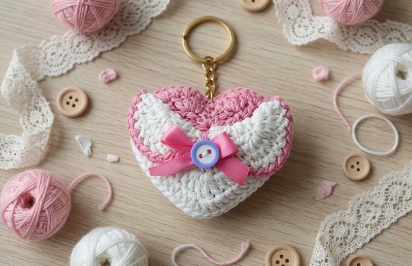 Crochet Heart Keychain Pattern