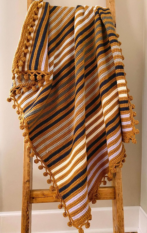 Tunisian Striped Throw Blanket for Beginners