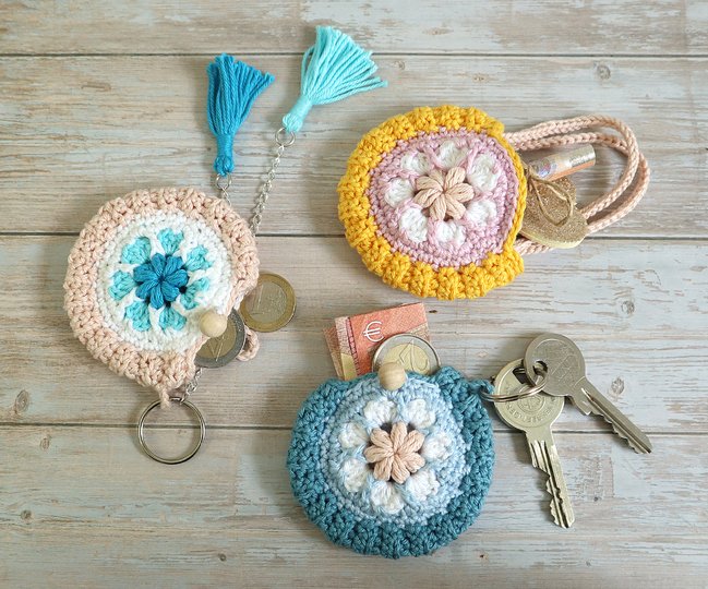 Mini Mandala Bag Keychain, Bag Charm, Coin Purse