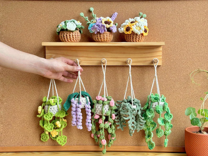 Plant crochet pattern, car hanging plant Crochet Pattern