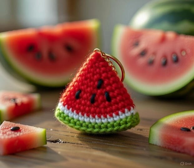 Watermelon Crochet Keychain Pattern PDF