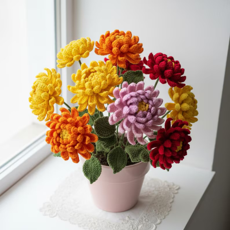 Chrysanthemum Daisy Flower Crochet Pattern