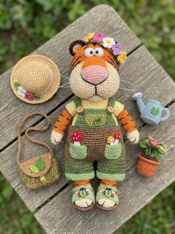 Tiger Garden Helper Doll Free Crochet Pattern