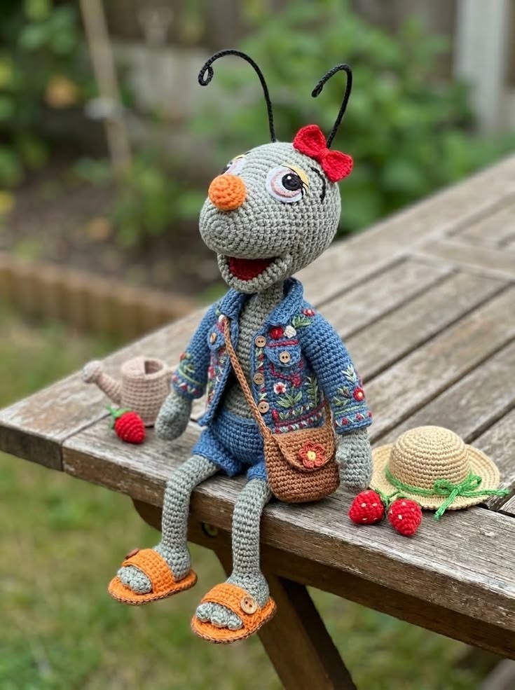 Embroidered Jacket Ant Garden Doll – Free Crochet Pattern