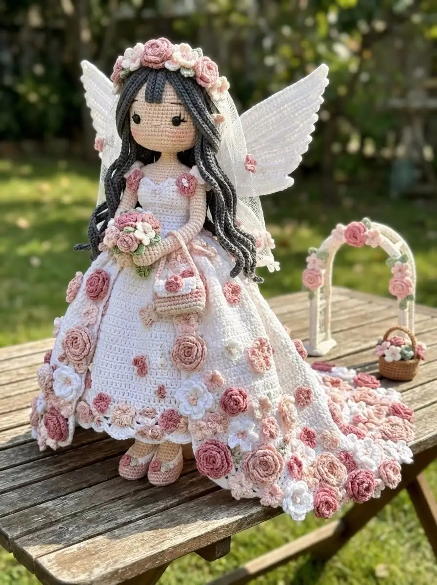 Floral Bride Fairy Doll Free Crochet Pattern