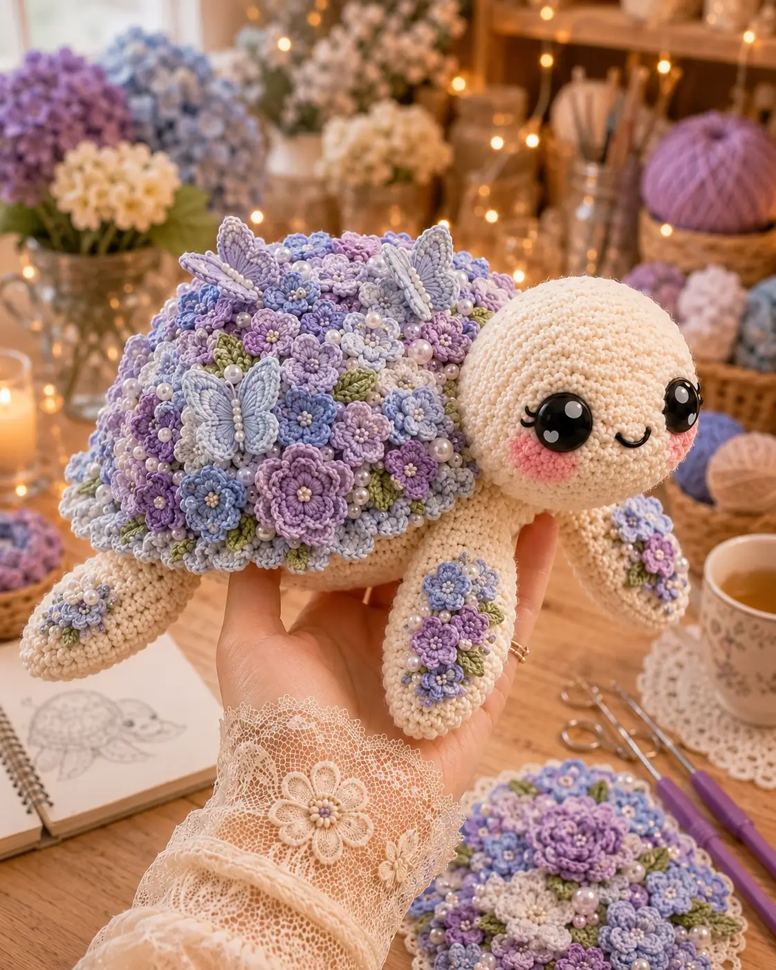 Floral Turtle Amigurumi Crochet Pattern: Flower Shell Turtle