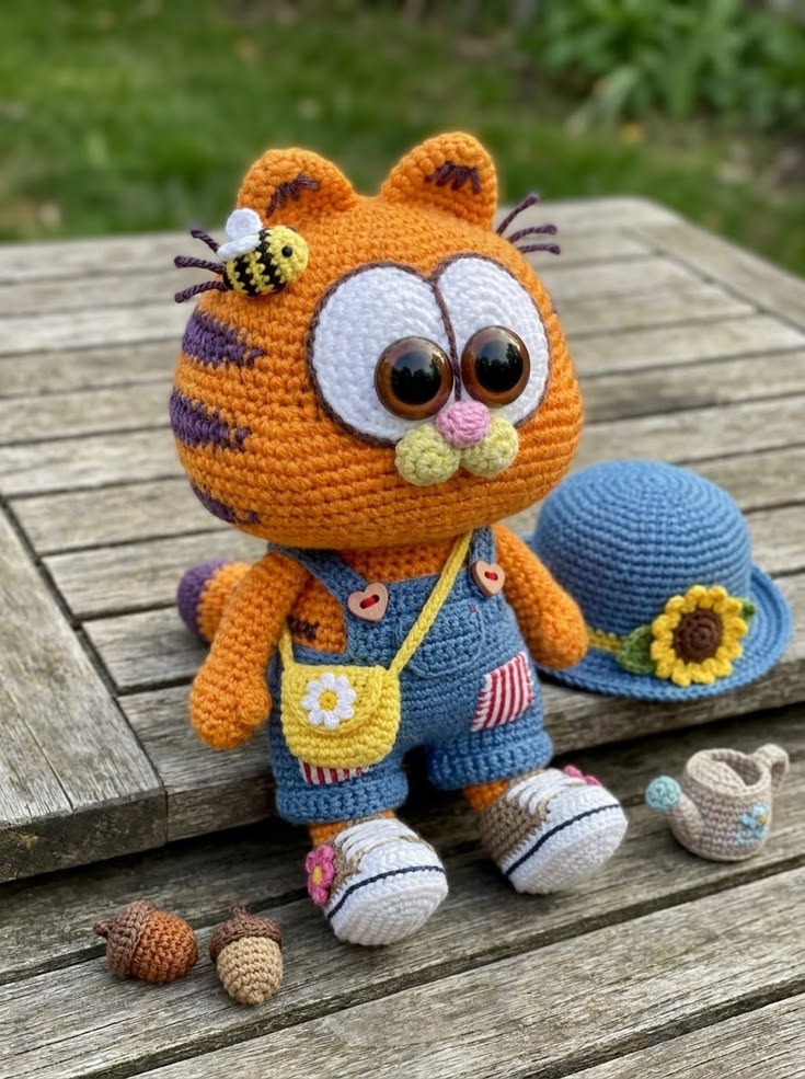 Garfield Bee Garden Overalls Doll Free Crochet Pattern