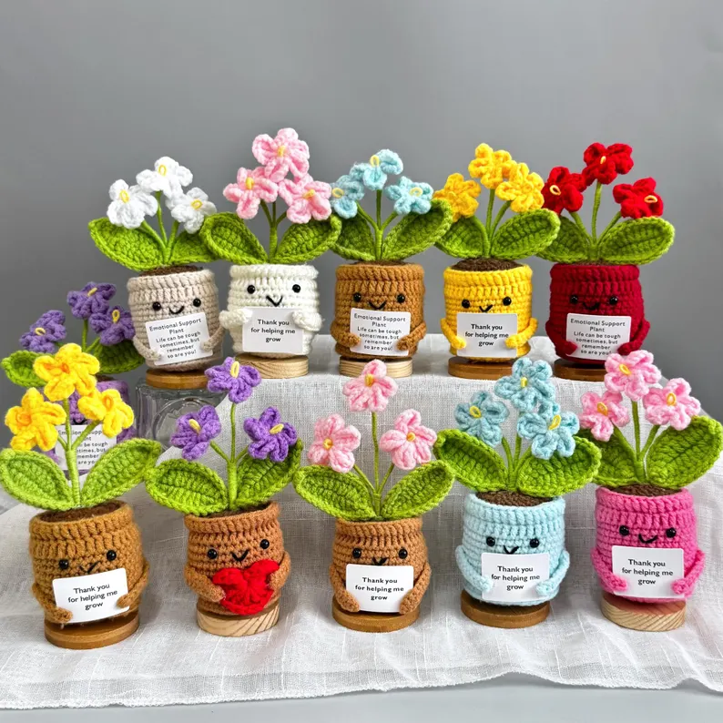 Handmade Crochet Forget me not Flowers with Hugging Heart