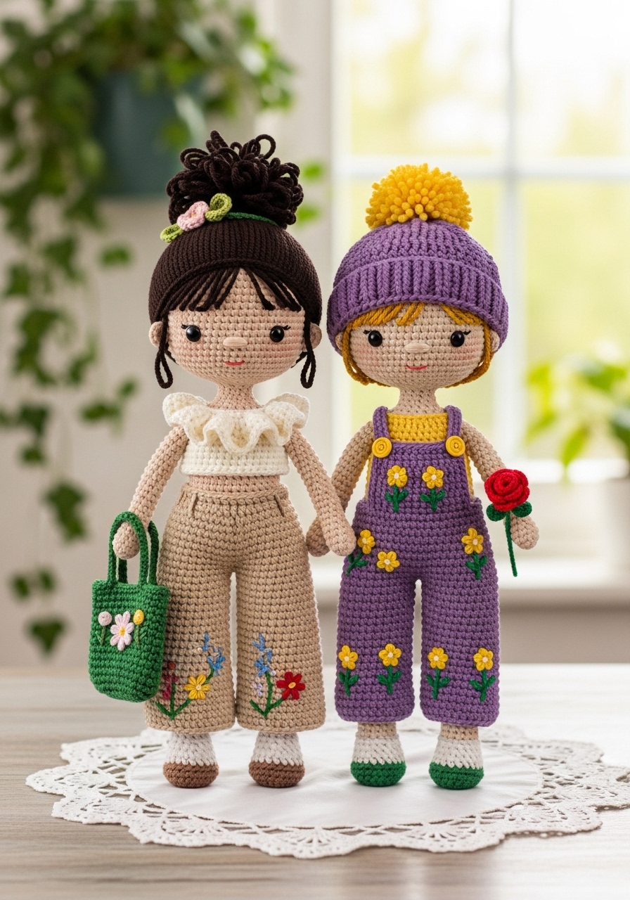 How to Crochet a Daisy & Tulip Best Friends Doll Set