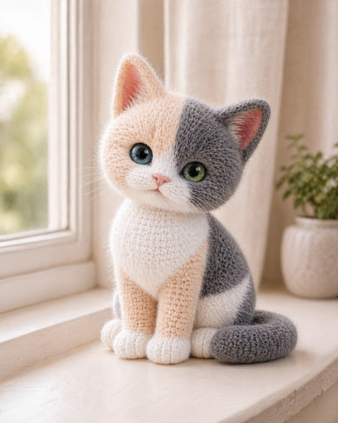 Realistic Split Face Cat Crochet Pattern