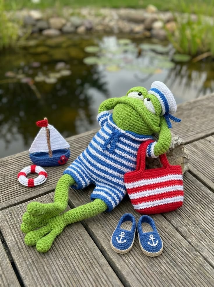 Relaxing Sailor Frog Free Crochet Pattern