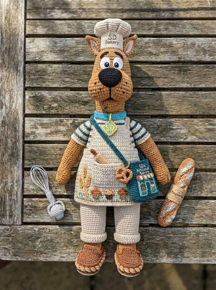 Scooby-Doo Bakery Chef with Apron and Baguette – Free Crochet Pattern