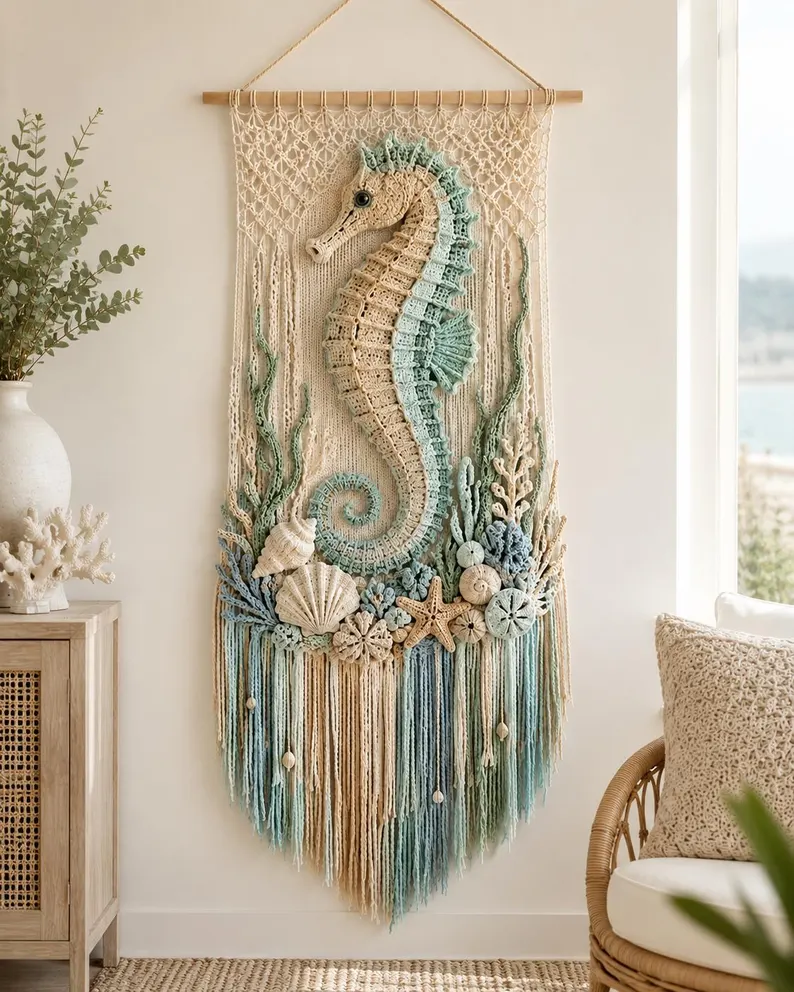 Seahorse Wall Hanging Crochet Pattern