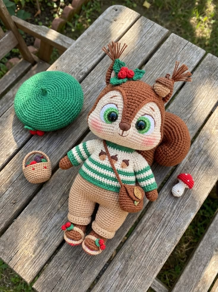 Squirrel Acorn Harvest Sweater Doll – Free Crochet Pattern