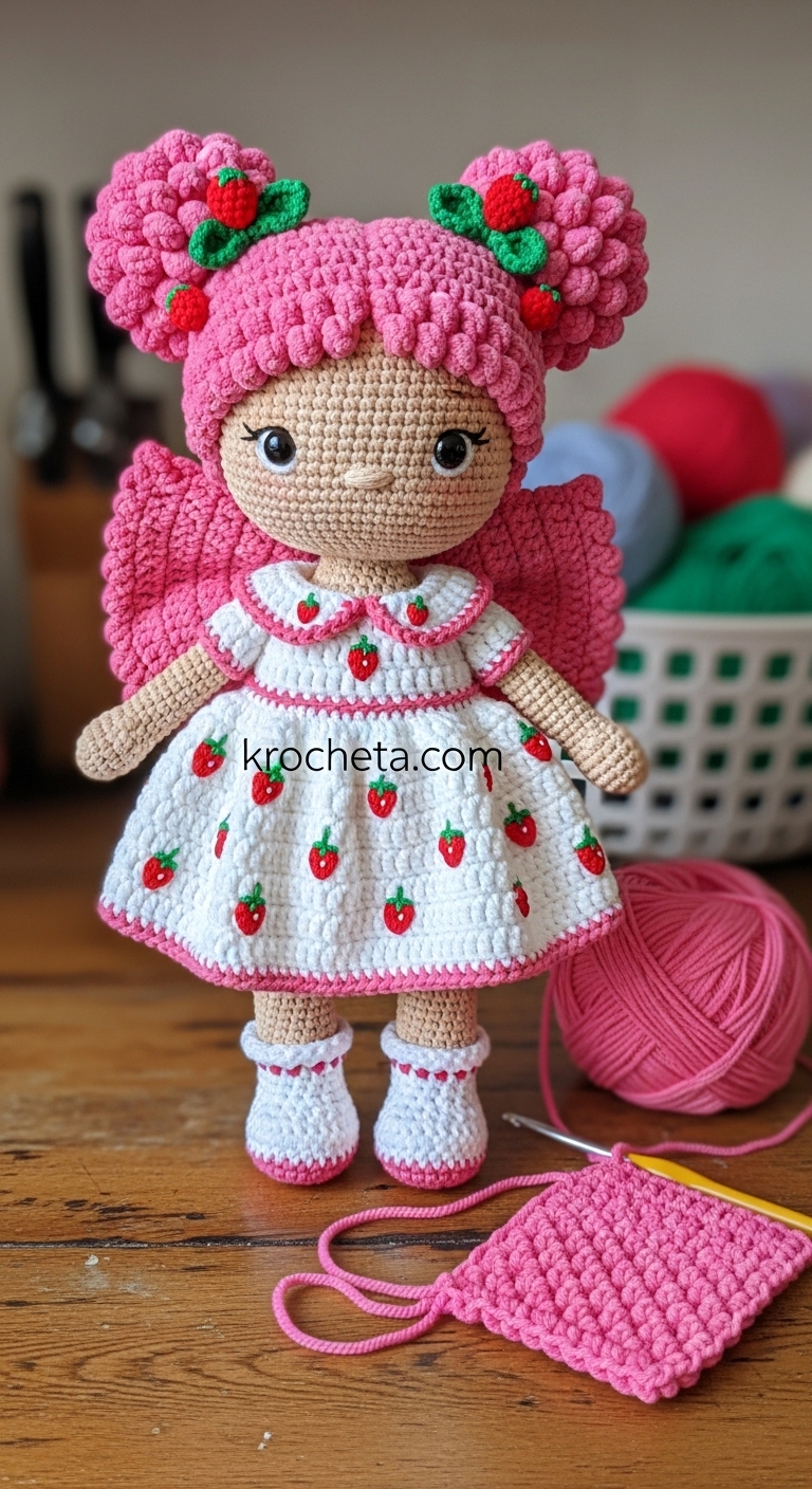 Strawberry Amigurumi Doll Crochet Pattern