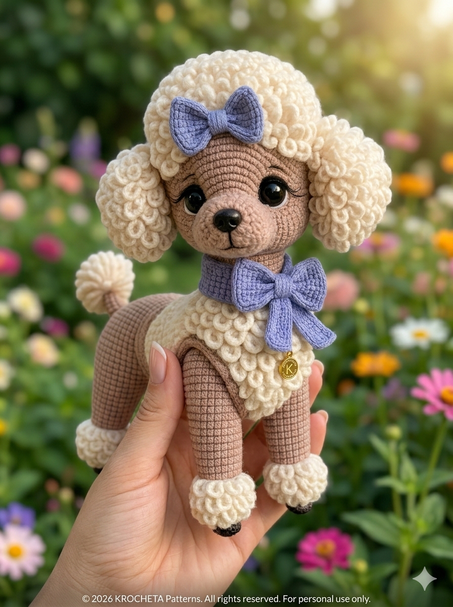 The Perle Poodle A Masterclass in Luxury Amigurumi & Bobble-Stitch Texture