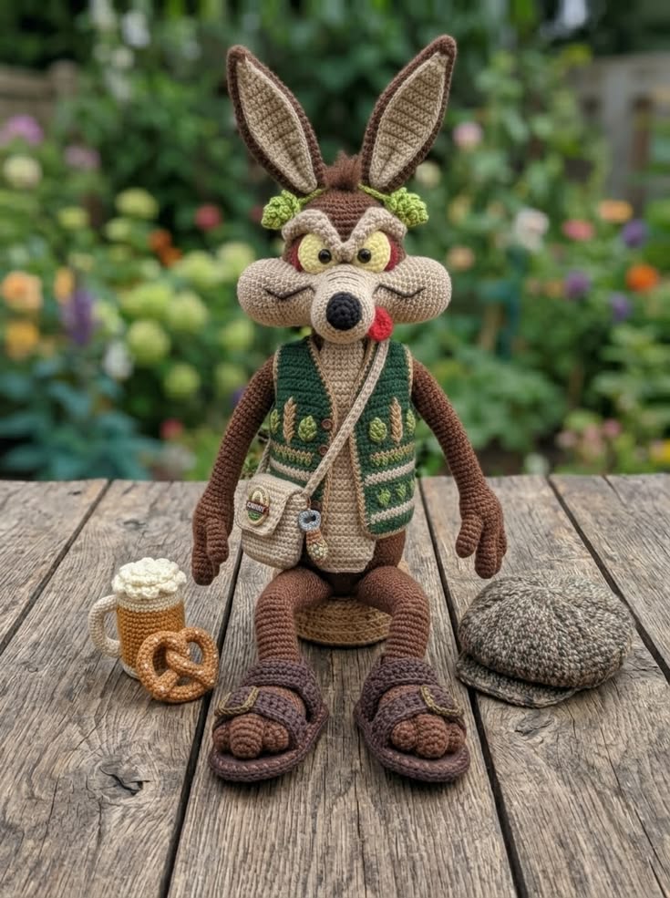 Wile E. Coyote in Woodland Garden Vest Free Crochet Pattern