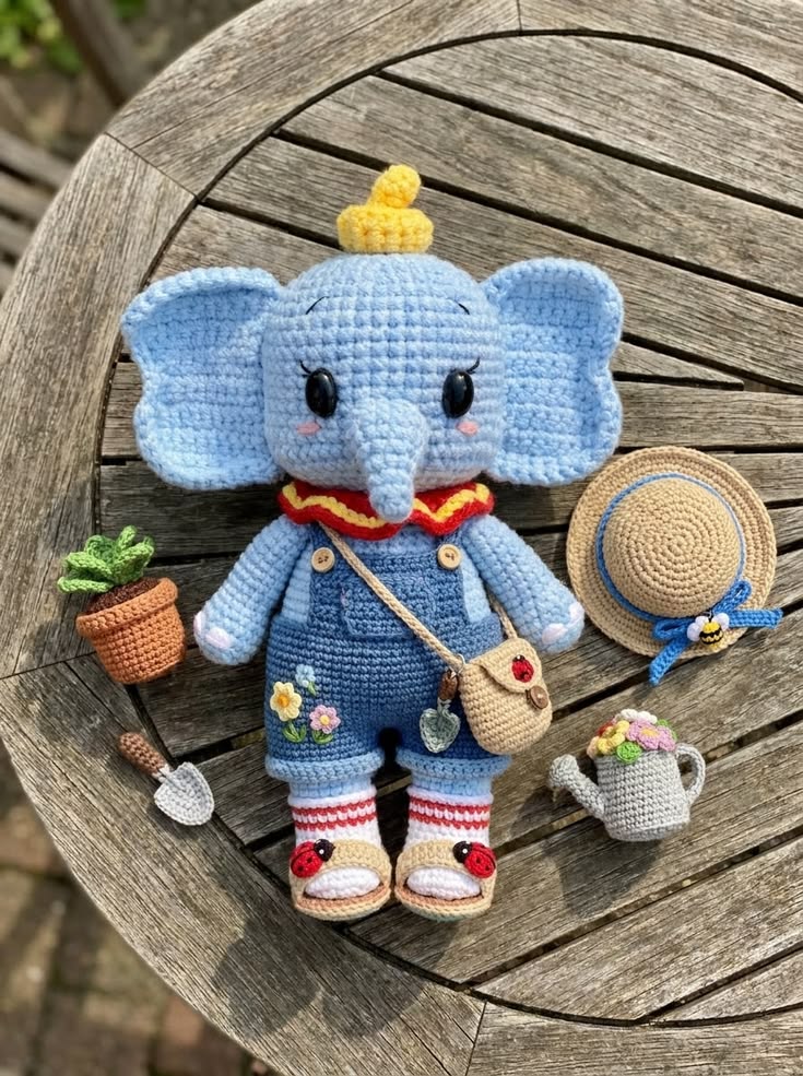 Crochet Blue Garden Elephant Doll Pattern Guide