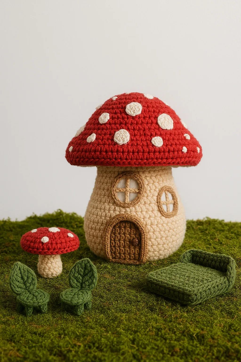 Crochet Mushroom Fairy House Playset
