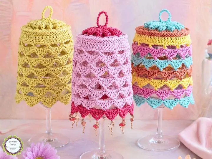 Crochet Pattern Lampshade for Wine Glass Talira Table Decor Lantern