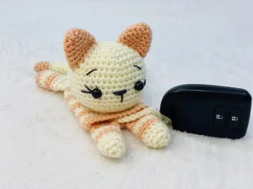 Crochet Kitten Key Case Pattern, Cat Key Cover Keychain