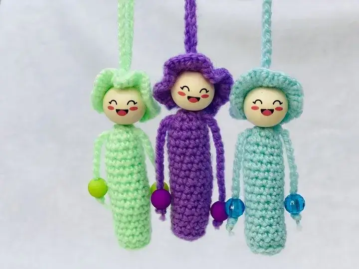 Crochet Doll Keychain Pattern, Bag Charm