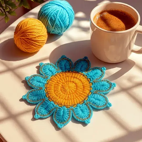 Crochet Flower Coaster Pattern PDF