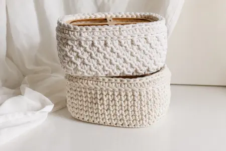 CROCHET 4-compartment organizer with wooden frame, 2 different patterns