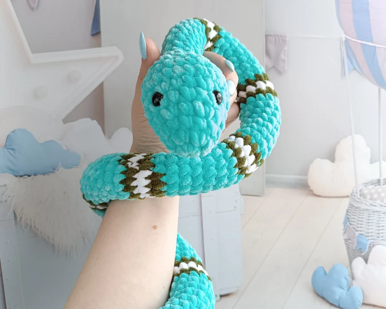 Snake plush crochet pattern No sew