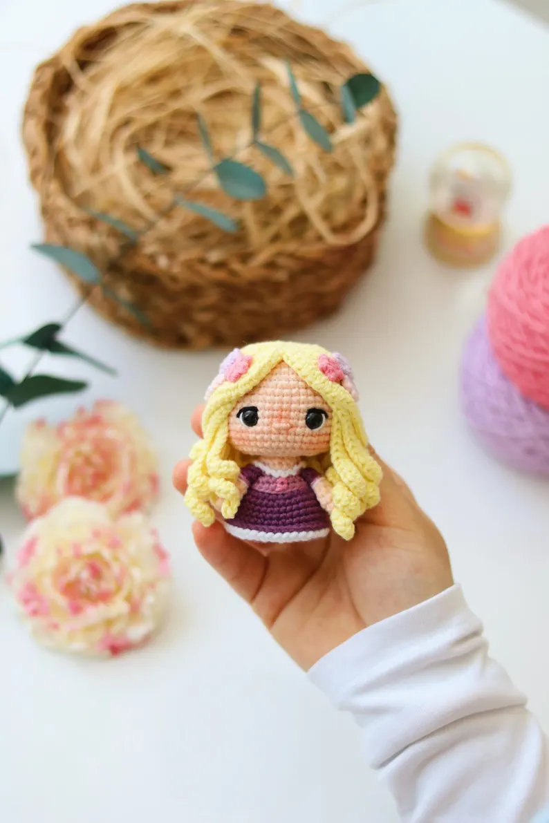 Mini Long-Haired Princess Amigurumi Crochet Pattern