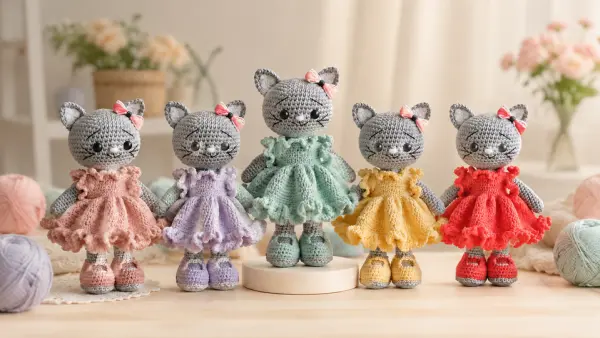 Amigurumi Cat with Ruffled Dress
