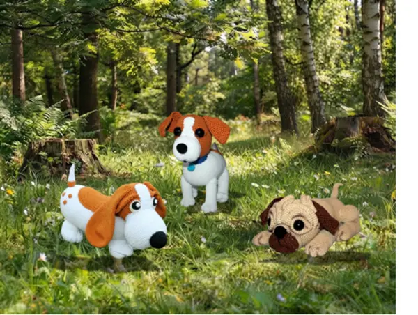 Crochet Dog Set - Jack Russell, Pug and Beagle Amigurumi