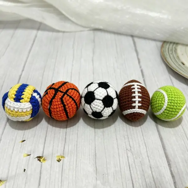 5-in -1 Crochet Ball Pattern, Football, Soccer, Basketball, Tennis, Volleyball Pattern