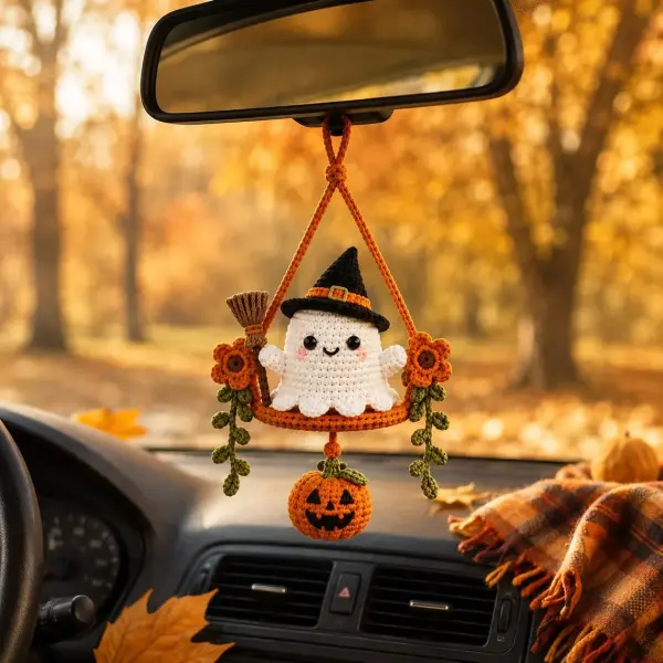 Halloween Ghost Car Hanging Crochet Pattern